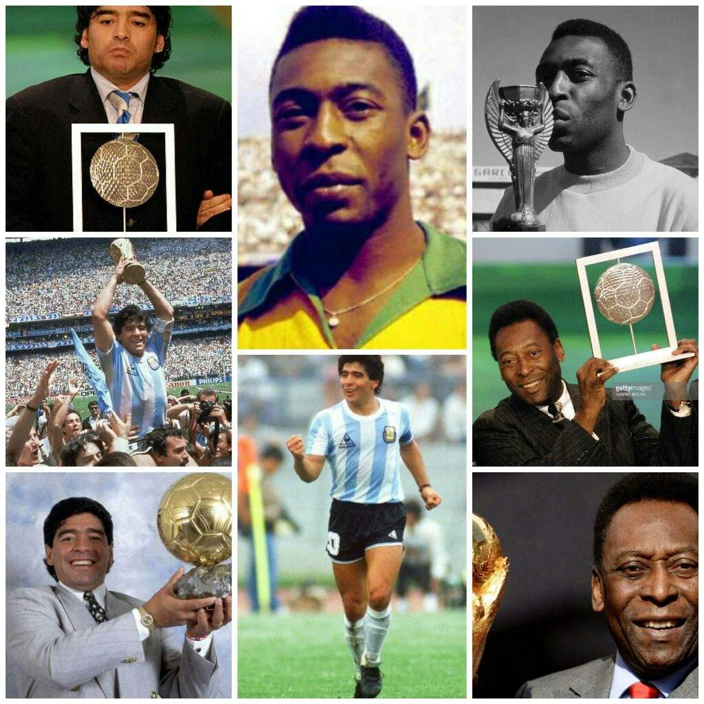 Collage Maradona vs Pelé
